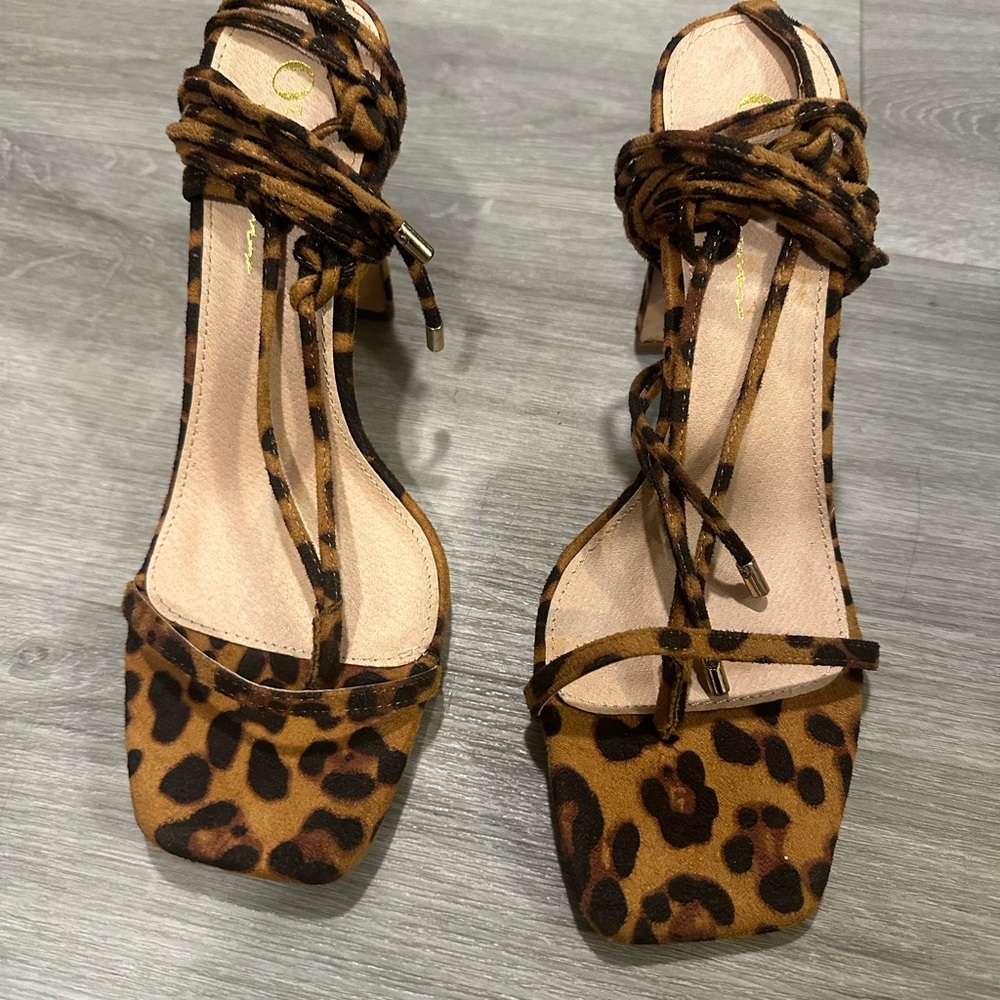 Leopard Print Strappy Sandals